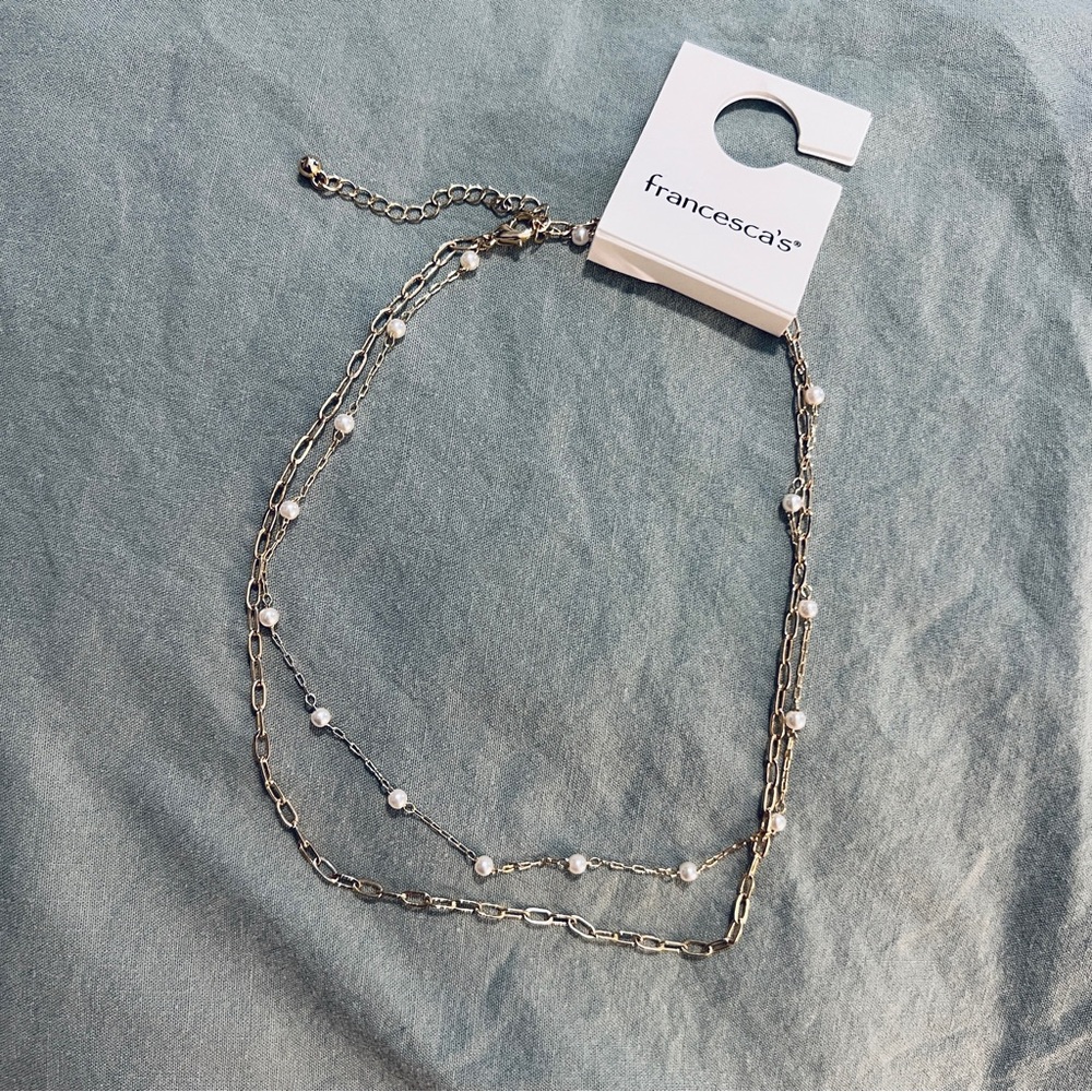 NEW Dainty Pearl Gold Chain Layered Necklace from Francesca’s